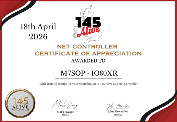 My 145 Alive Certificate for 18th April 2026